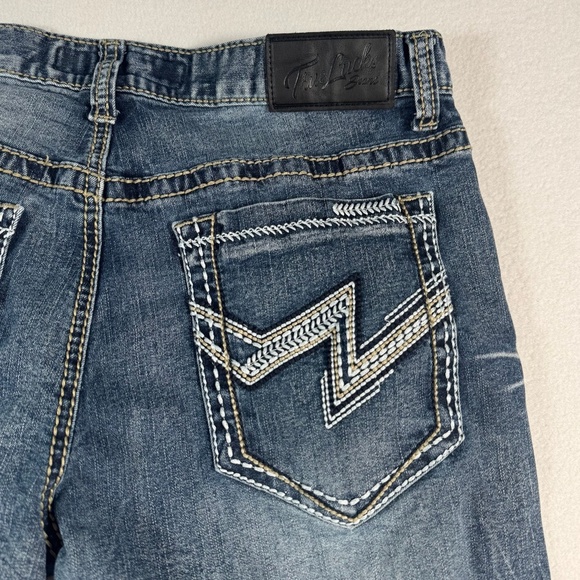 True Luck Jeans Mens 34 Blue Straight Mid Rise Medium Wash Stretch - Picture 10 of 11